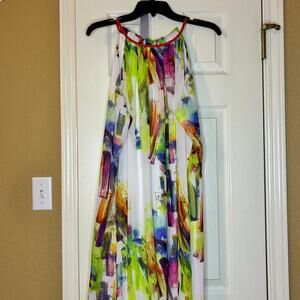 Be by Chetta B Maxi Halter Abstract Multicolor Chiffon Dress US 18 Lined Gown